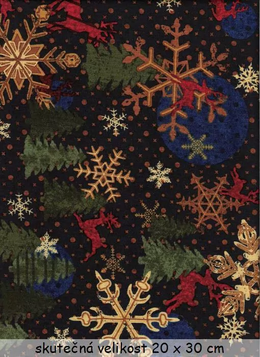 FQ Vánoční vzor barevný na modré