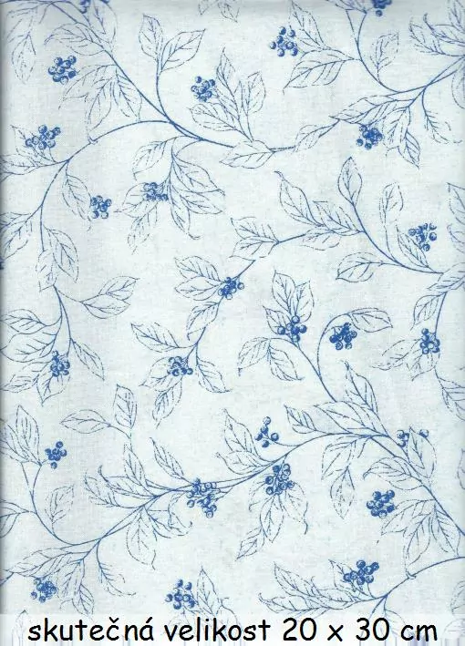 FQ Modré lístečky na bílé