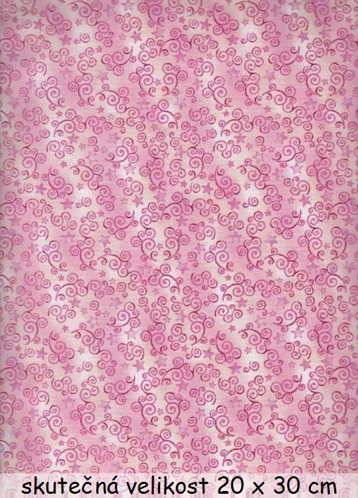 Spirálky a hvězdičky na růžové