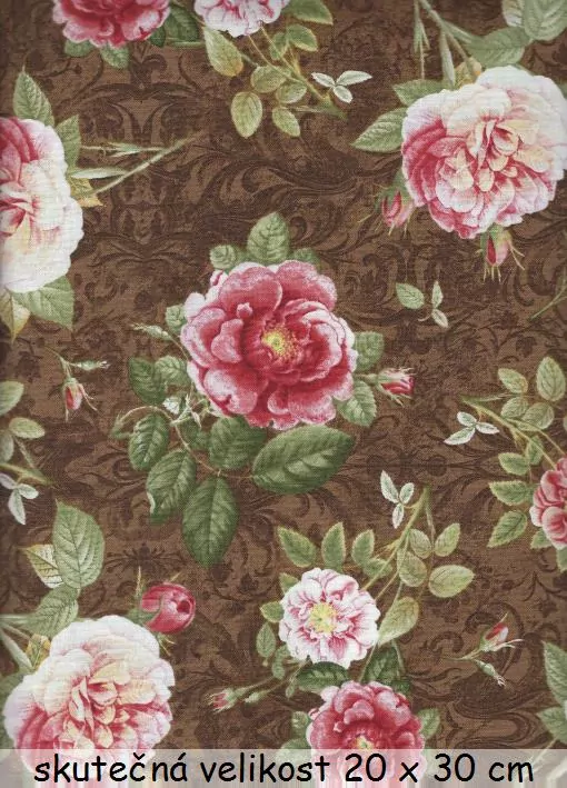 FQ Velké růže na hnědé