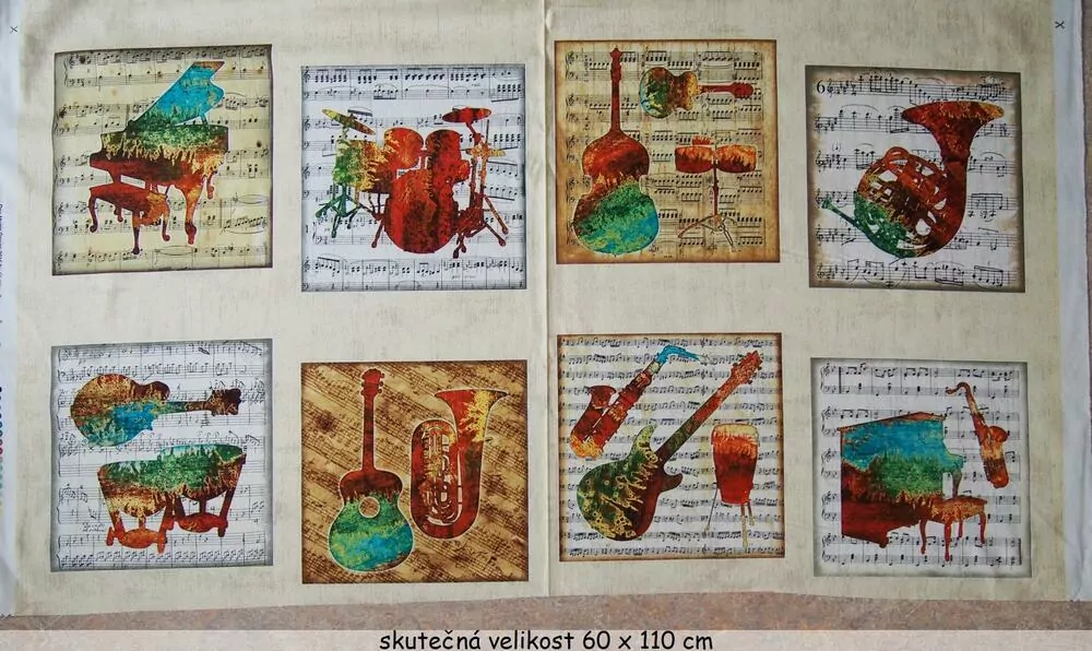 Velké hudební nástroje na béžové 