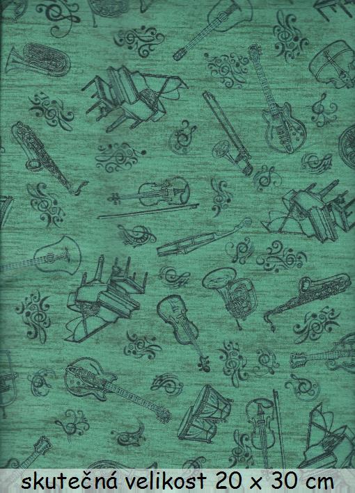 Malé hudební nástroje na zelené