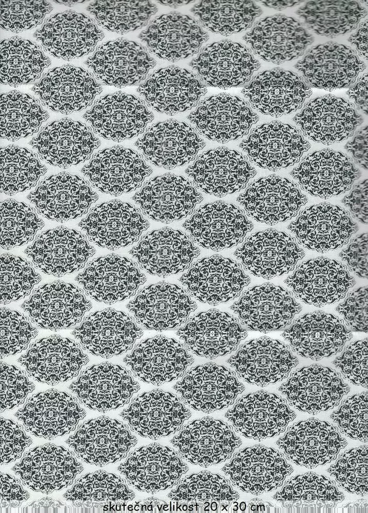 FQ Černý ornamentální vzor na bílé