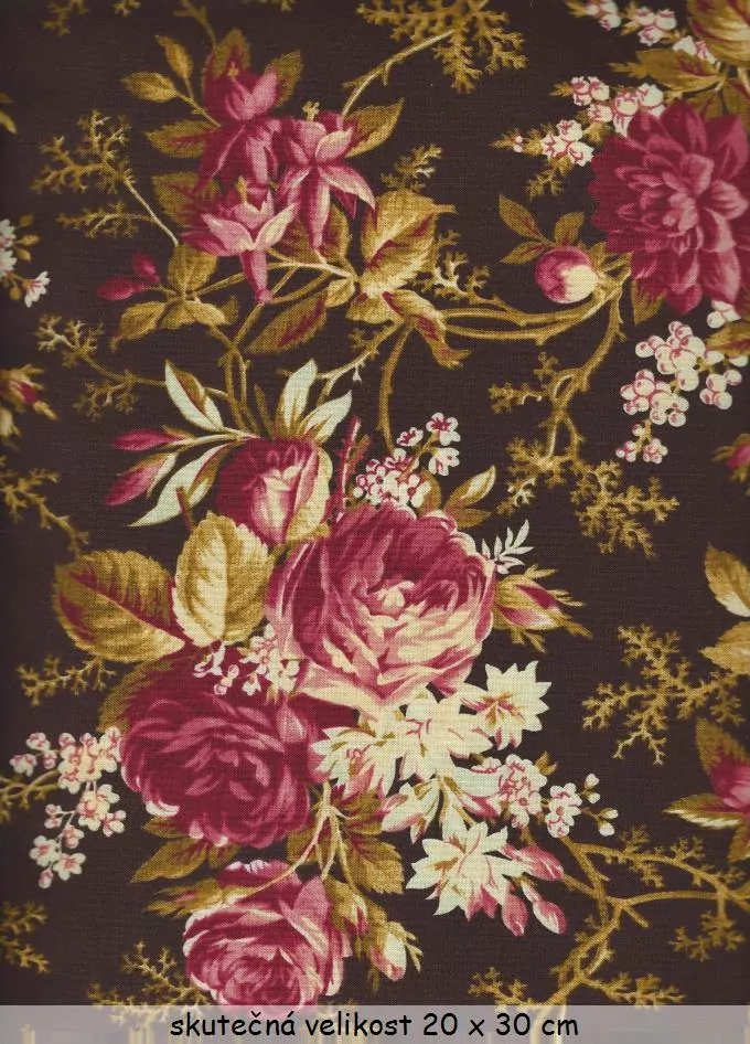 FQ Velké květy na hnědé