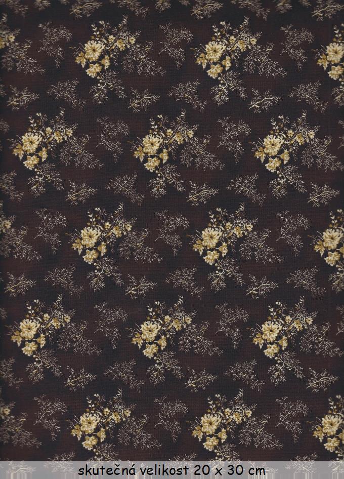 FQ Malé květy s větvičkami na hnědé