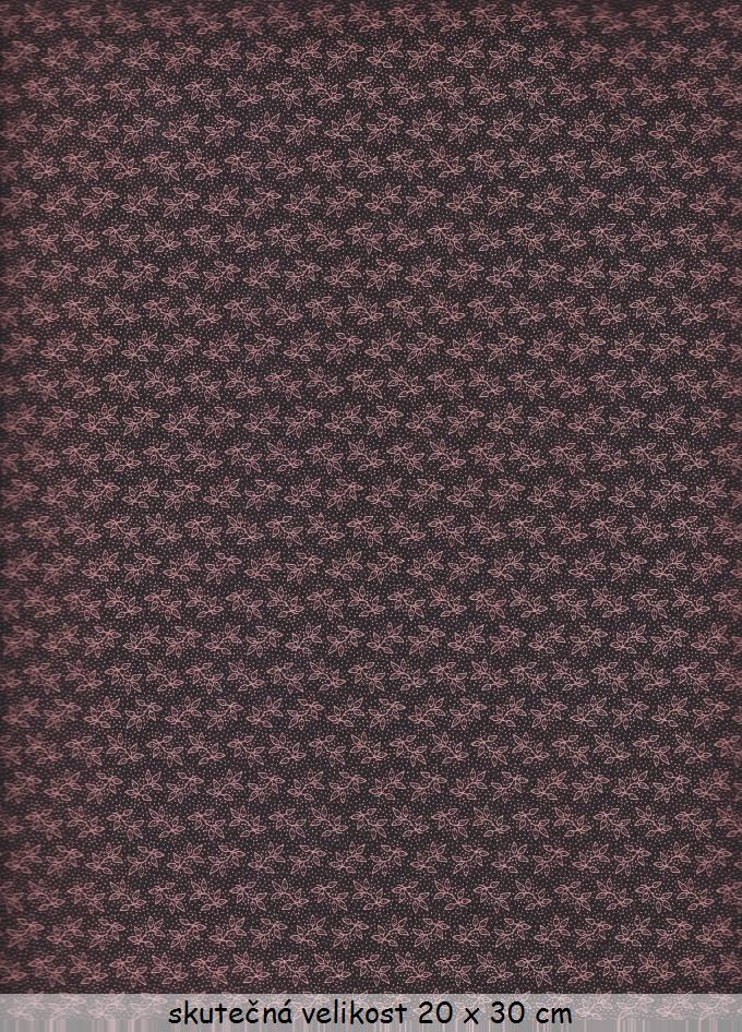 FQ Růžové lístečky na hnědé