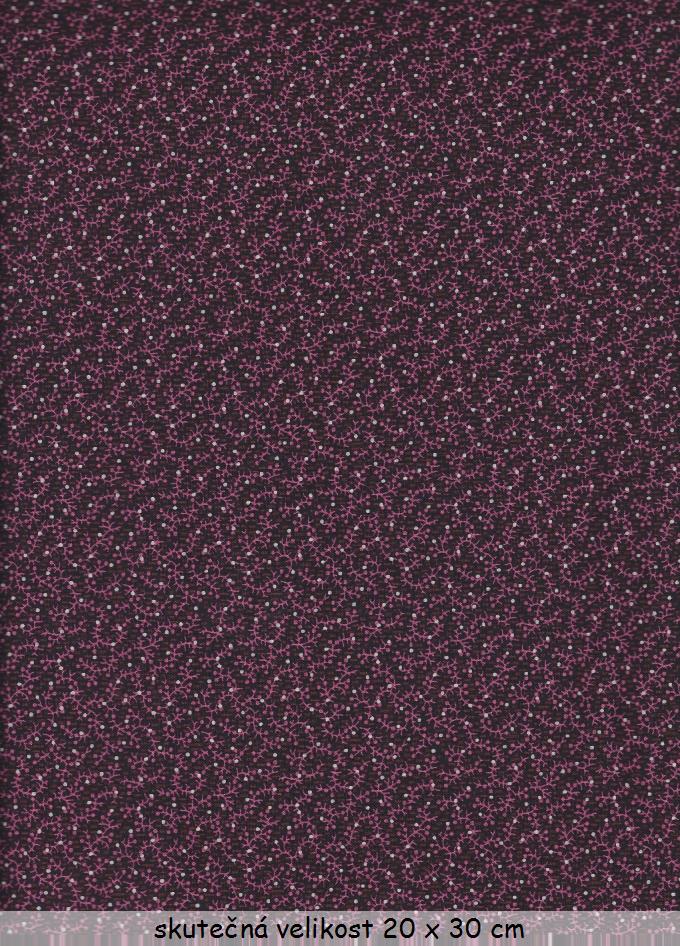 FQ Růžové větvičky na hnědé