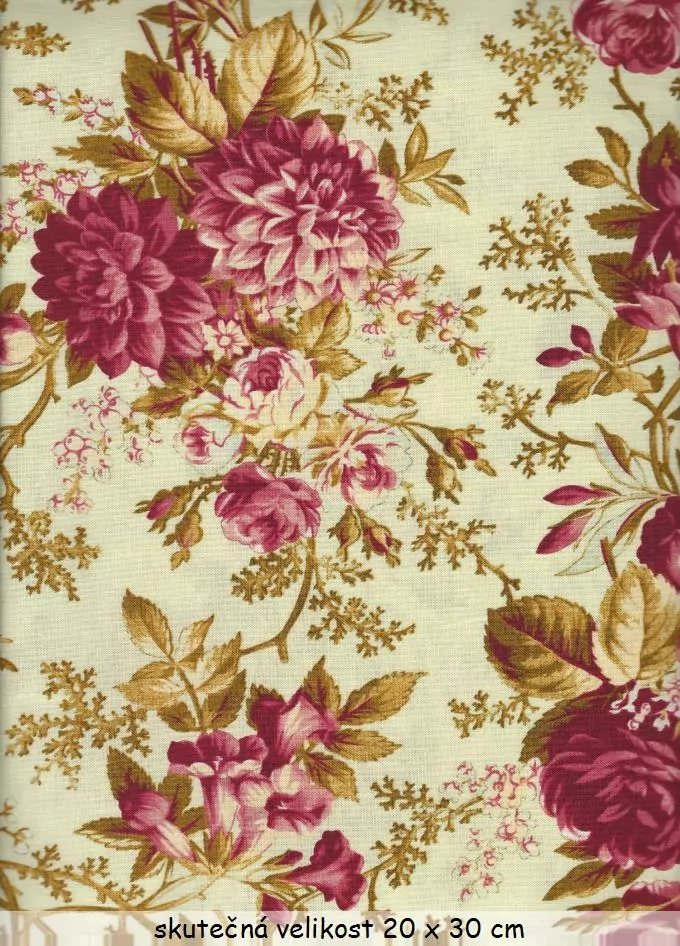 FQ Velké květy na béžové