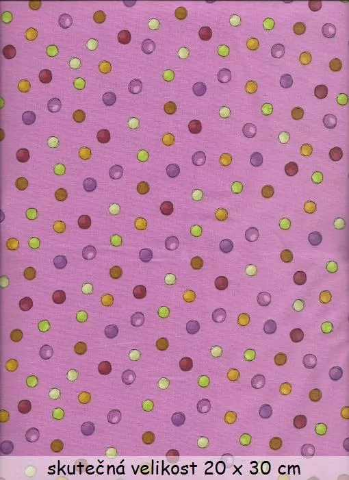 FQ Barevné puntíky na růžové
