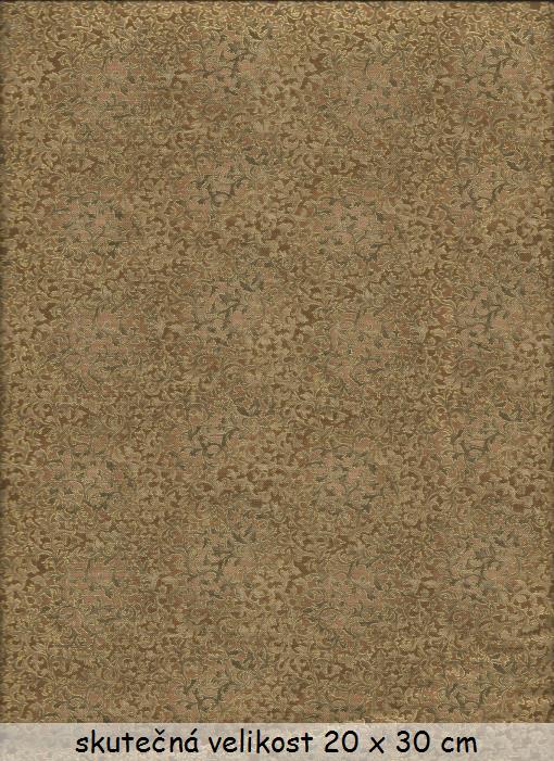 FQ Drobný vzor na hnědé se zlatotiskem